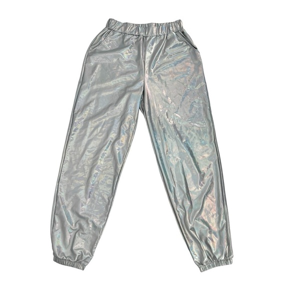 Pumpkino Silver Iridescent Side Pocket Jogger Pants Size Small Women’s - Picture 1 of 4